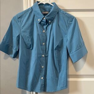 J Crew Button-Down Short Sleeve shirt in Teal/Sky Blue